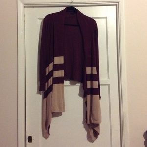 Maroon and pale rose cardigan
