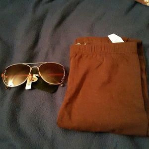 NWT Brown leggings + sunglasses