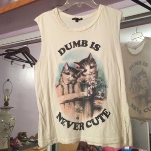 "Dumb is Never Cute" kitten muscle tee