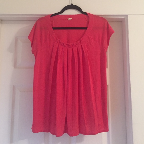 JCrew Fuchsia Knit Tee with Neck Detailing - Picture 1 of 4