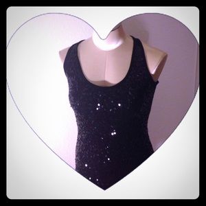 Charlotte Russe Sequined Shimmery Black Tank Top