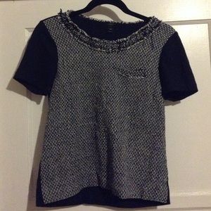 Navy blue front knitted top