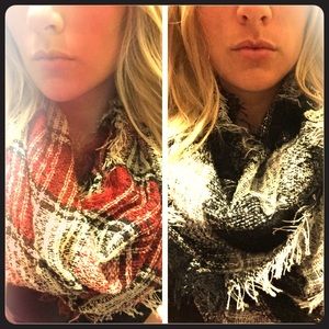 Bundle of two plaid infinity scarves