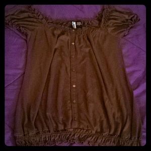 Dark Brown Peasant-Like Top