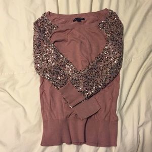 Dark pink American Eagle half sleeve sequin shirt