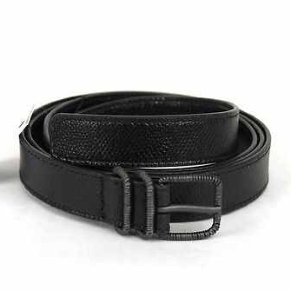 Bottega Veneta Black Leather Skinny Belt