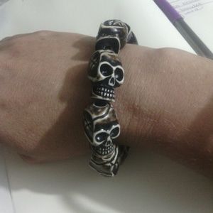 Cute large skull bangle beaded bracelet