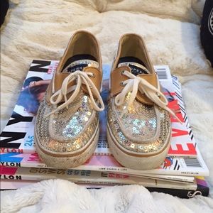 Gold Sequined Sperry Top-Siders