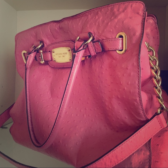 Michael Kors Handbags - 💞Large Pink Ostrich Leather MK Tote