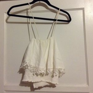 Flowy crop lace top