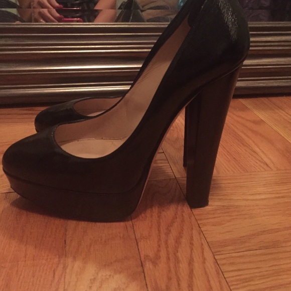 Jimmy choo wood stack heel pump