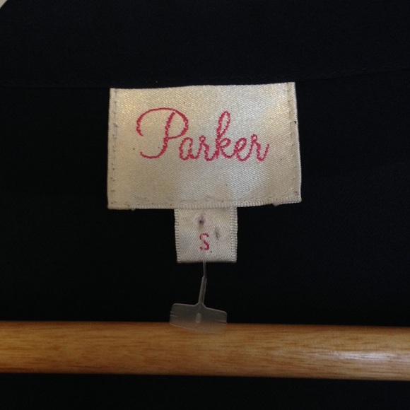 *SOLD* Parker NY Navy Circle Top Blouse 100% Silk - Picture 3 of 4