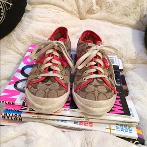 Pink and Brown Coach Sneakers