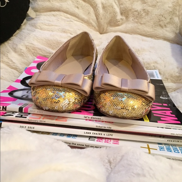 Gold Sequined Kate Spade Flats