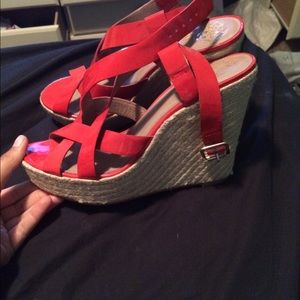 Red Vince Camuto Strappy Wedges