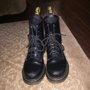Black matte leather doc marten Airwair boots