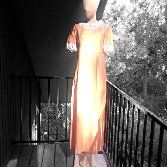 VINTAGE Orange RETRO Long fancy dress