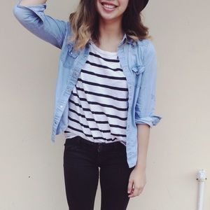 Black and white striped tshirt