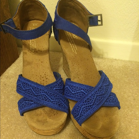 TOMS Royal Blue Wedges