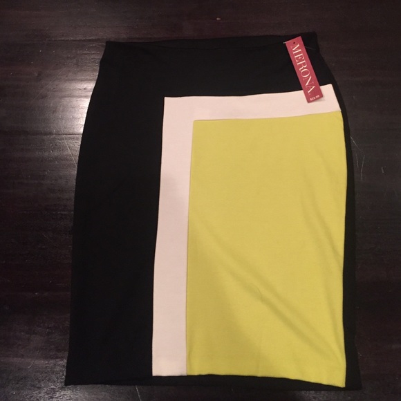 Knee length block colored skirt
