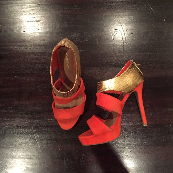 Orange and gold heels