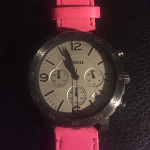 Fossil Natalie Face With Link Band and Pink Strap