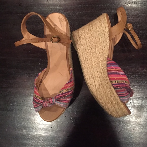 Multi colored wedge sandals