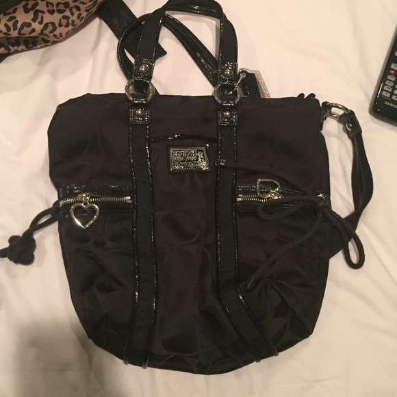 Coach poppy black handbag/satchel