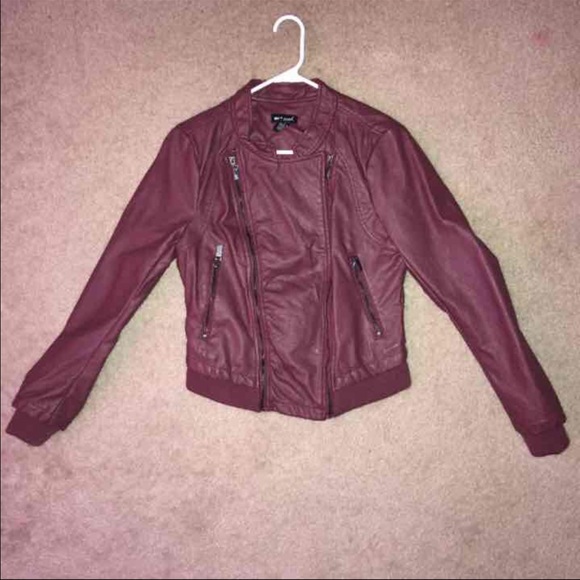 Wet seal faux leather OXBLOOD double-zip jacket.