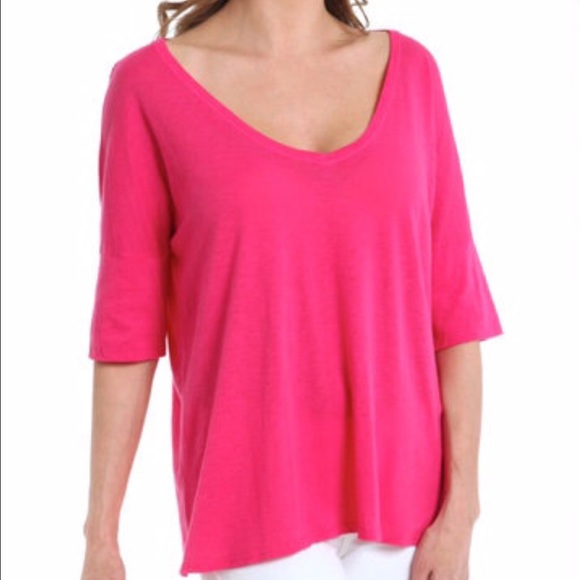 Michael Stars Lux Slub Elbow Roll Sleeve v-neck - Picture 1 of 3