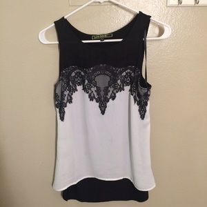 White & Black Lace Blouse