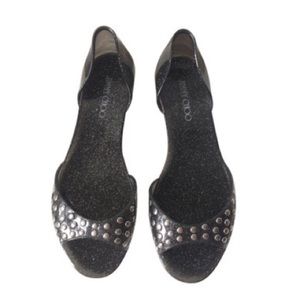 Jimmy Choo Studded Jelly Flats Sandals/36