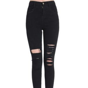 Black Mid to High Waist Jeans