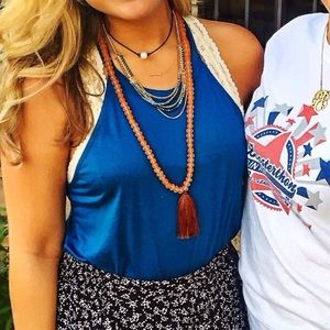 Orange Tassel Necklace