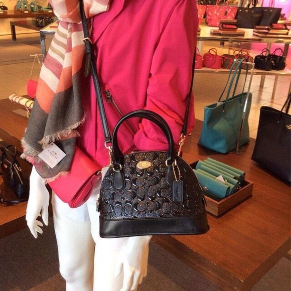COACH CORA DOMED DEBOSSED PATENT LEATHER SATCHEL