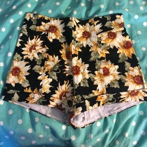 High Waisted Sunflower Shorts