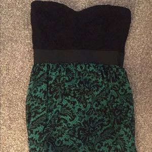 Strapless black and green wet seal too