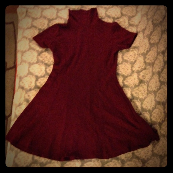 Burgundy dress with turtle neck