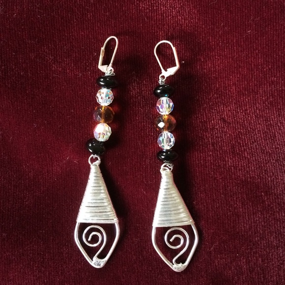 Custom hand made silver and bead earrings