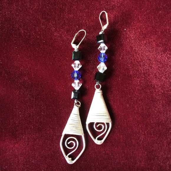 Unique custom made silver and bead earrings