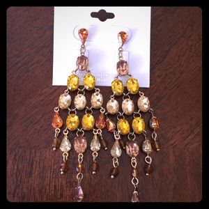 Brown, gold, tan chandelier earrings