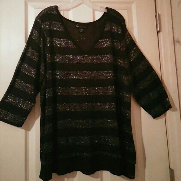 Lane Bryant blk n silver top