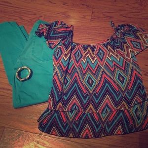 Charlotte Russe Aztec Off-the-shoulder Top