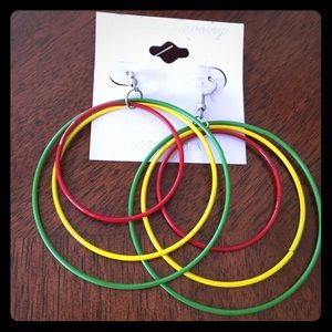 Rasta/Reggae hoop earrings
