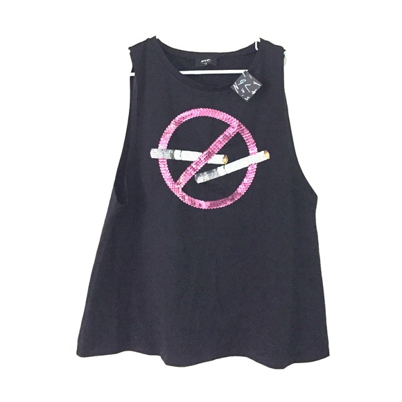 NEW Nasty Gal oversized sequin muscle tee
