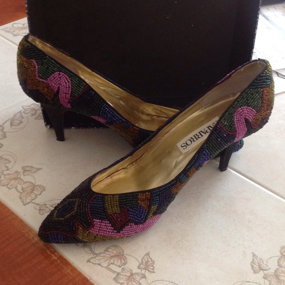 Caparros multi colored beaded heels size 7 1/2