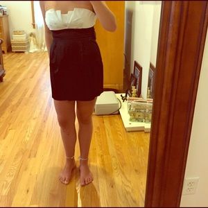 Black and white chiffon cocktail dress