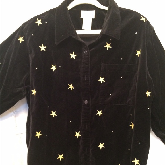 Embellished crushed vellore button down