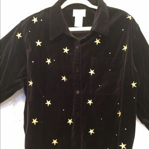 Embellished crushed vellore button down