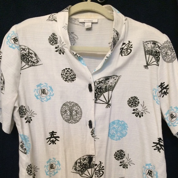 Oriental inspired linen top